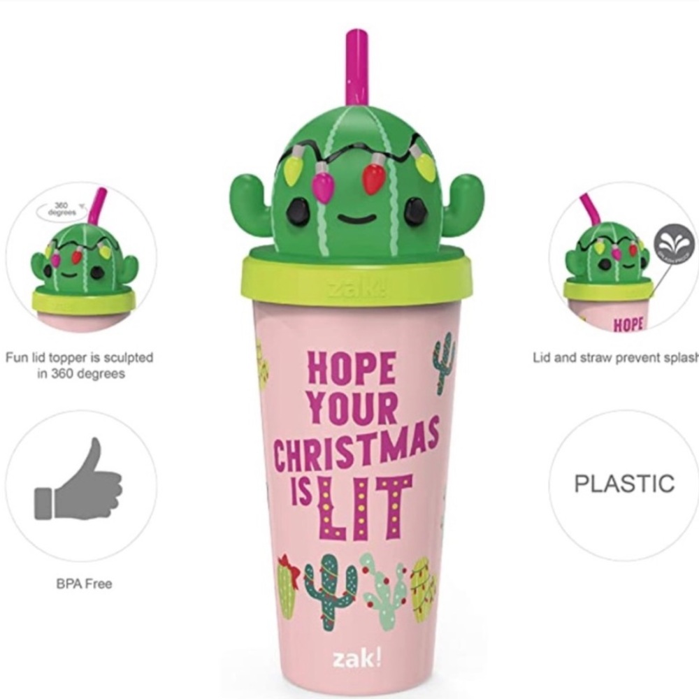 ZAK! Tumbler‎ Cactus Christmas is lit! Holiday humor
